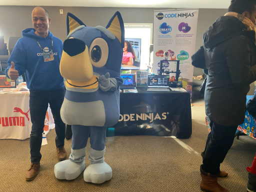 Bluey character with Code Ninjas