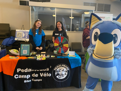 Bluey character with Pedal Heads